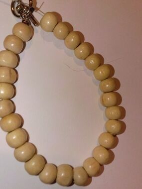 Beaded Wood Bracelet in Cream - Mens Jewelry